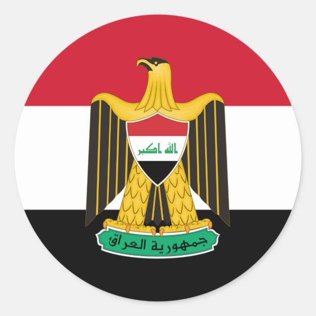 Sticker Rond Drapeau et armoiries de l'Irak (Devant)