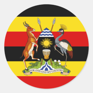 Sticker Rond Drapeau et armoiries de l'Ouganda