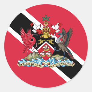 Sticker Rond Drapeau et armoiries de Trinité-et-Tobago