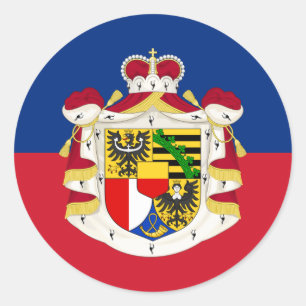 Sticker Rond Drapeau et armoiries du Liechtenstein