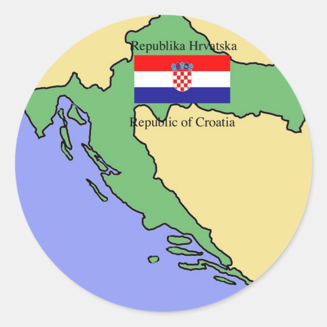 Sticker Rond Drapeau et carte de la Croatie (Devant)