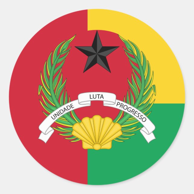 Sticker Rond Drapeau et Emblème Bissau-Guinée, Guinée-Bissau (Devant)