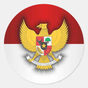 Sticker Rond Drapeau et emblème de l'Indonésie