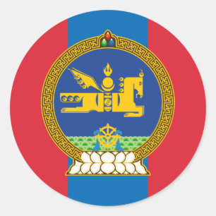 Sticker Rond Drapeau et Emblème de Mongolie, Drapeau de Mongoli