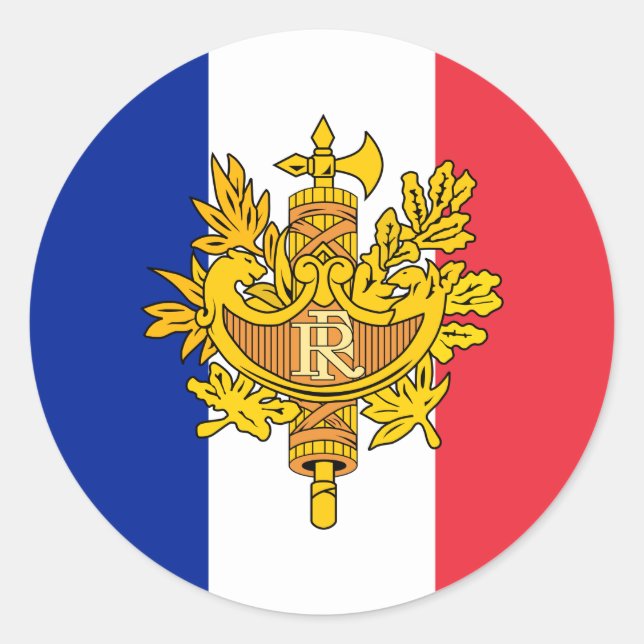 Sticker Rond Drapeau et Emblème français, Drapeau de France (Devant)