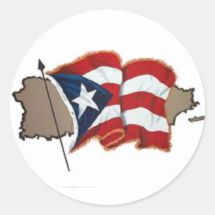 Sticker Rond Drapeau et île de Porto Rico