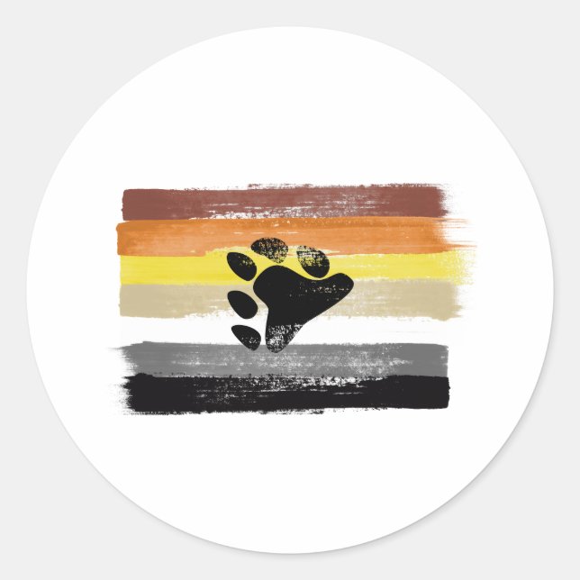 STICKER ROND DRAPEAU ET SYMBOLE DE FIERTÉ D'OURS PEINTS (Devant)