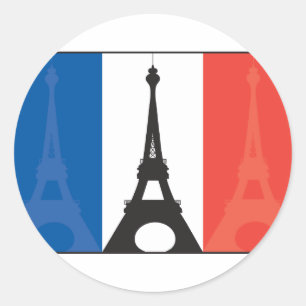 Sticker Rond Drapeau et Tour Eiffel français