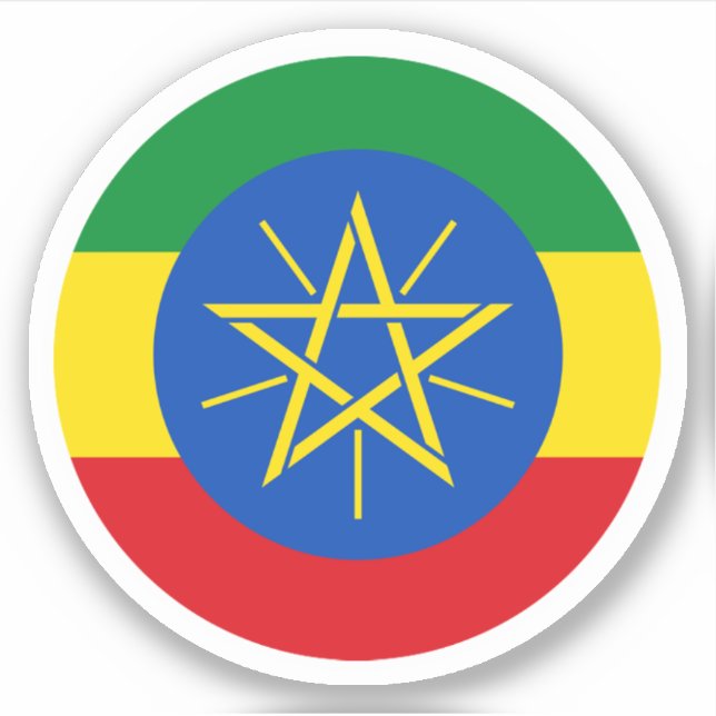 Sticker rond Drapeau Ethiopie (Devant)