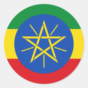 Sticker Rond Drapeau éthiopien