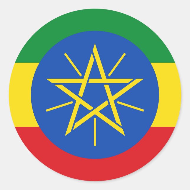 Sticker Rond Drapeau éthiopien (Devant)