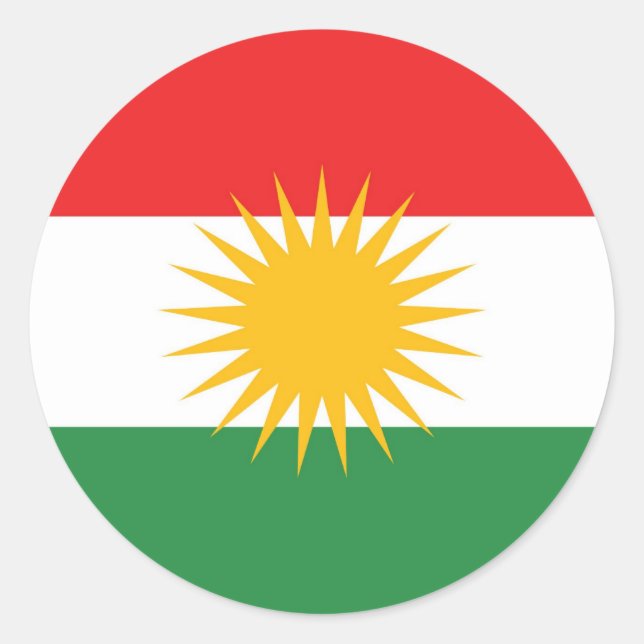 Sticker Rond Drapeau ethnique du Kurdistan (Devant)