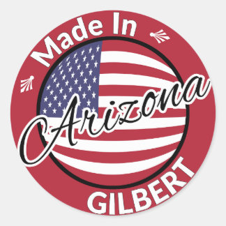 Sticker Rond Drapeau fabriqué à Gilbert Arizona États-Unis