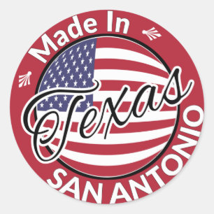 Sticker Rond Drapeau fabriqué à San Antonio Texas États-Unis