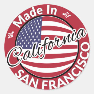 Sticker Rond Drapeau Fabriqué à San Francisco Californie États-
