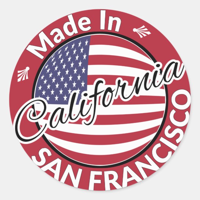 Sticker Rond Drapeau Fabriqué à San Francisco Californie États- (Devant)