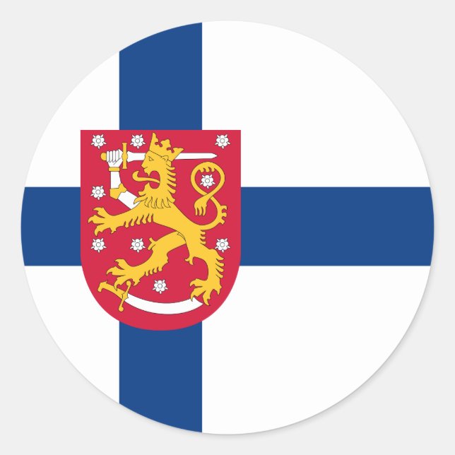 Sticker Rond Drapeau finlandais et armoiries, Drapeau finlandai (Devant)