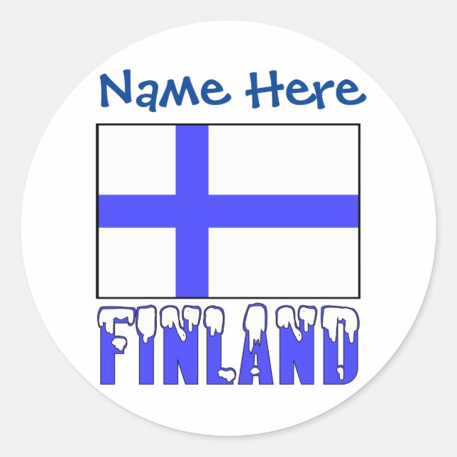 Sticker Rond Drapeau finlandais et personnalisation bleue Finla (Devant)