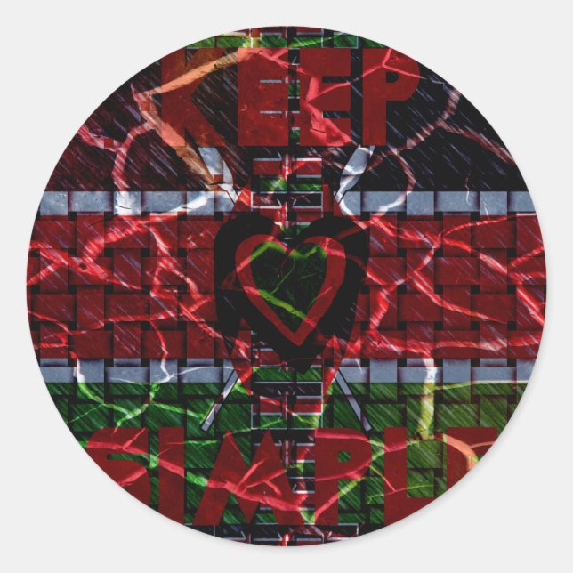Sticker Rond Drapeau fissuré : Faites simple - Résilience kenya (Devant)