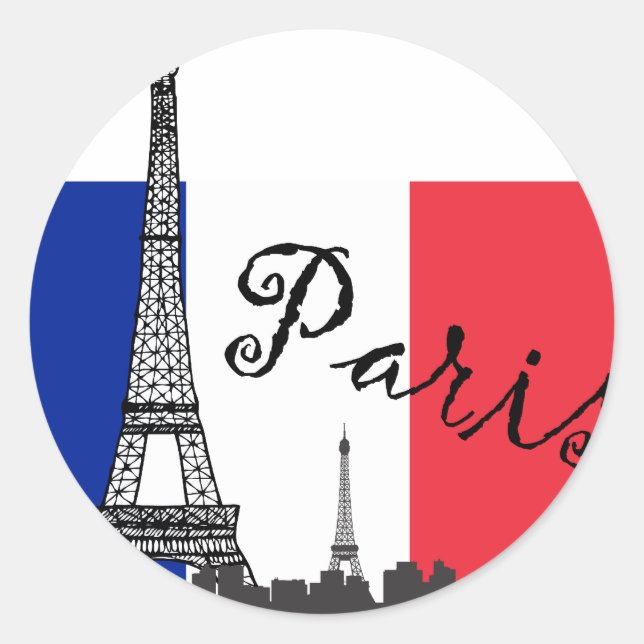 Sticker Rond Drapeau français et Tour Eiffel (Devant)