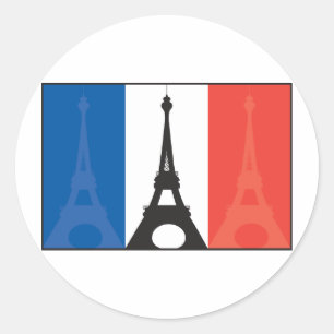 Sticker Rond Drapeau français et tour Eiffel