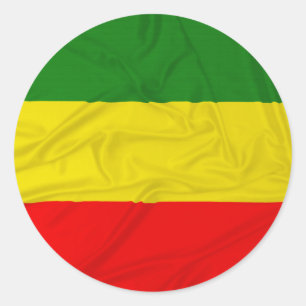 Sticker Rond Drapeau froissé de Rastafarian
