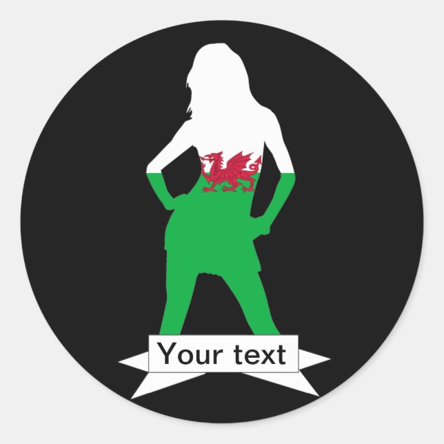 Sticker Rond Drapeau gallois (Devant)