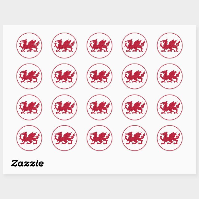 Sticker Rond Drapeau gallois (Feuille)