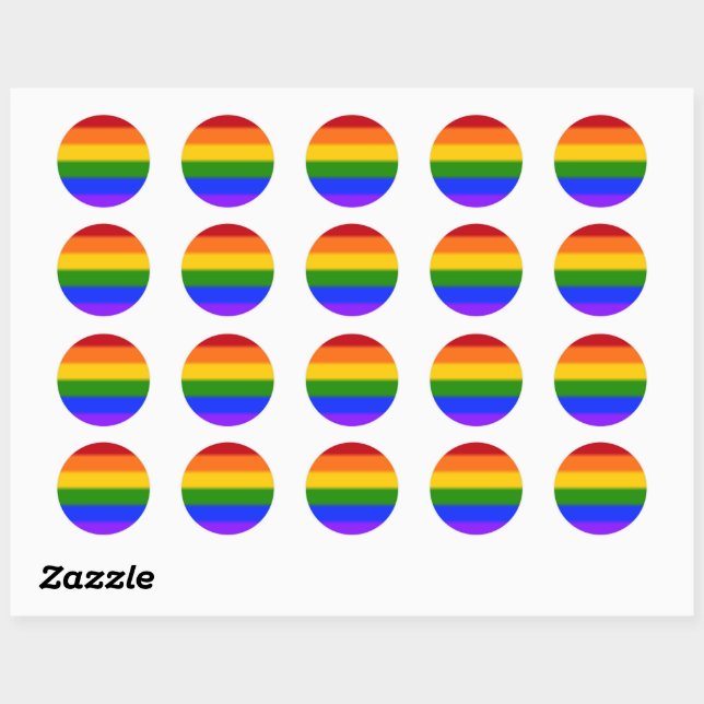 Sticker Rond Drapeau Gay pride arc-en-ciel plat (Feuille)