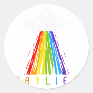 Sticker Rond Drapeau Gay pride Gaylien Shirt Alien Area 51 Gay 