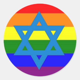 Sticker Rond Drapeau Gay pride juif