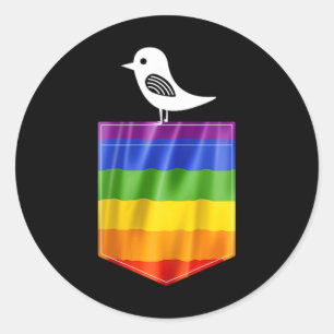 Sticker Rond Drapeau gay pride Petit Oiseau Lgbt Résiste Fierté