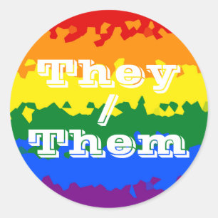 Sticker Rond Drapeau Gay pride Pronoun personnalisable Boho fun
