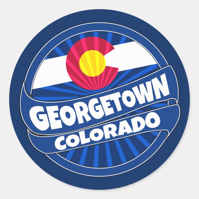Sticker Rond Drapeau Georgetown Colorado colonnades collants (Devant)