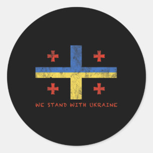 Sticker Rond Drapeau géorgien-ukrainien - Pays amis