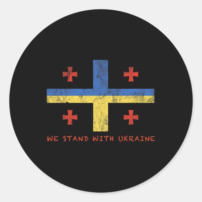 Sticker Rond Drapeau géorgien-ukrainien - Pays amis  (Devant)