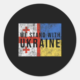 Sticker Rond Drapeau géorgien-ukrainien - Pays amis
