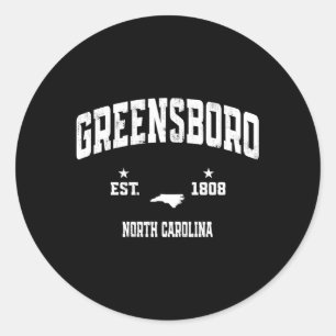 Sticker Rond Drapeau Greensboro Caroline du Nord Nc Athlète Thr