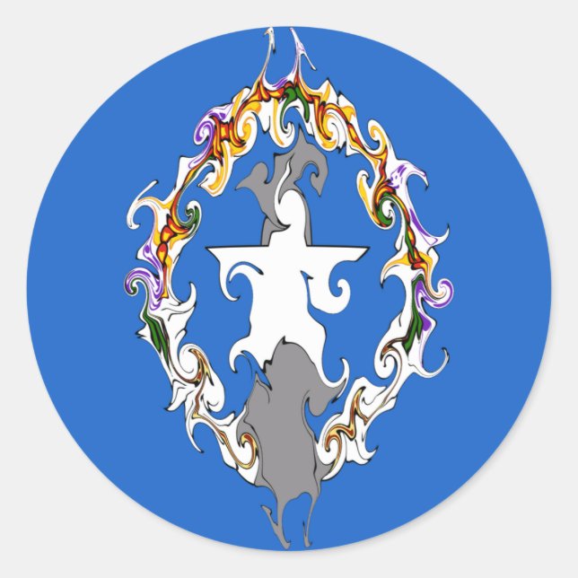 Sticker Rond Drapeau gris des Marianes du Nord (Devant)