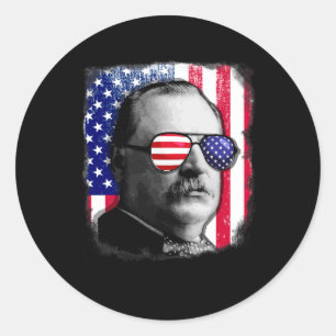 Sticker Rond Drapeau Grover Cleveland Us 4 juillet