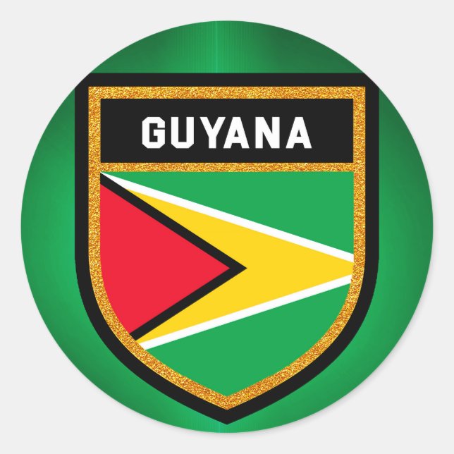 Sticker Rond Drapeau Guyana (Devant)