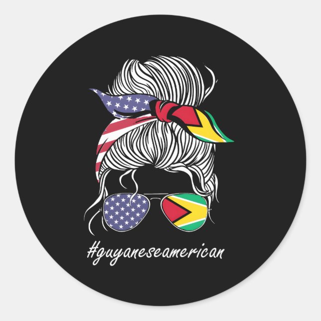 Sticker Rond Drapeau Guyana Heritage American Guyana (Devant)