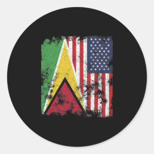 Sticker Rond Drapeau Guyana USA - Demi-Américain