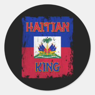Sticker Rond Drapeau Haïti Le Roi Haïti Emblème Manteau D'Arme 
