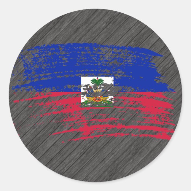 Sticker Rond Drapeau haïtien cool (Devant)
