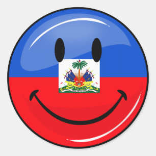 Sticker Rond Drapeau haïtien glacé rond souriant