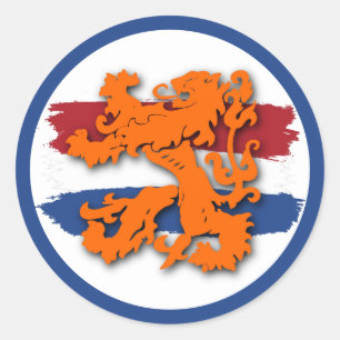 Sticker Rond Drapeau hollandais Orange Lion Team Hollande