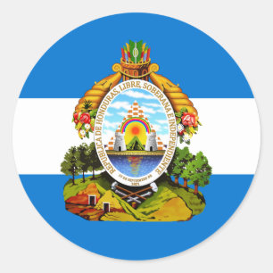 Sticker Rond Drapeau hondurien et armoiries du Honduras
