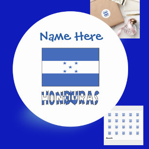 Sticker Rond Drapeau hondurien personnalisé bleu Honduras