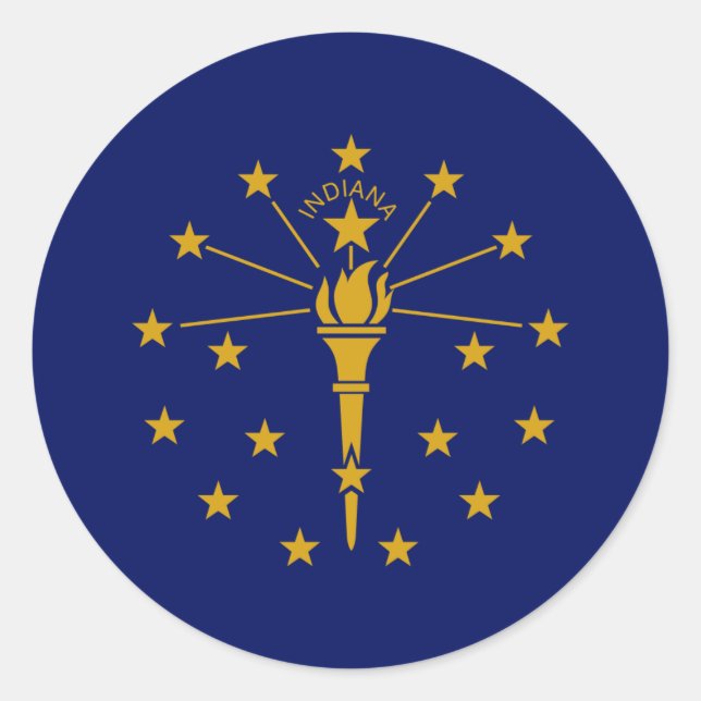 Sticker Rond Drapeau Hoosier, Drapeau de l'Indiana (Devant)
